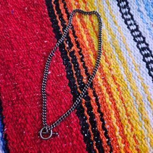 silver aged chain choker necklace